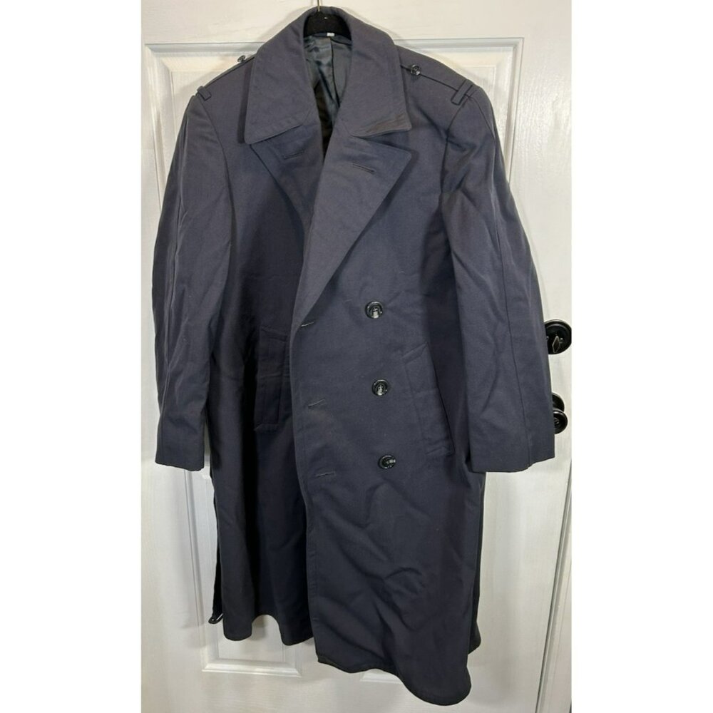 Vintage Striwa German Navy Blue Women’s Military Trench Coat Size Small